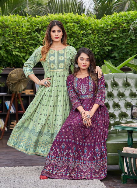 Akansha Vol 1 By Rangjyot Rayon Anarkali Kurtis Catalog Catalog